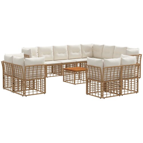  Set vanjskih sofa 13 kom. Prirodna i krema bijela Poliester Slike