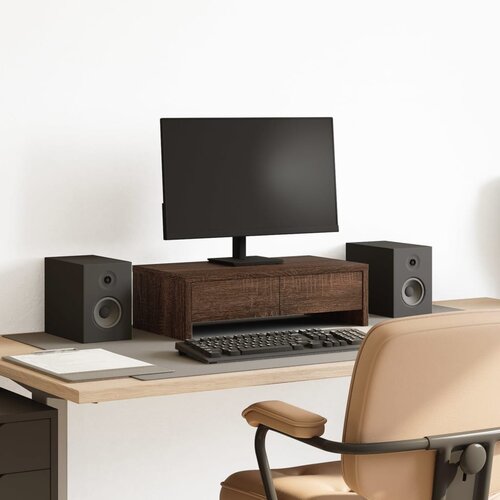 VidaXL Stalak za monitor s ladicama boja hrasta 50 x 27 x 15 cm drveni Slike