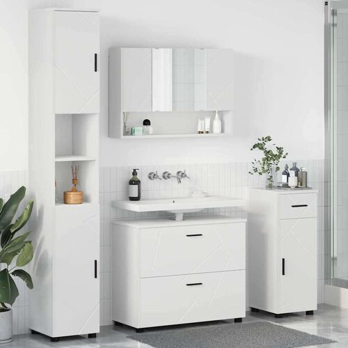 vidaXL Komplet pohi&scaron;tva za kopalnico 4 pcs Bela 30 x 35 x 192 cm Cene