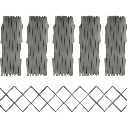  Rešetkaste ograde 5 kom sive od masivne jelovine 180 x 30 cm