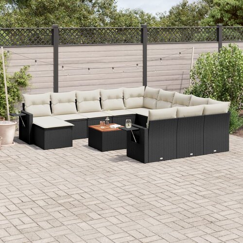 vidaXL 13-dijelni set vrtnih sofa s jastucima poliratan crni Cijene