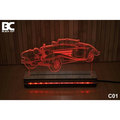 Black Cut 3D Lampa jednobojna - Oldtimer ( C01 ) Slike