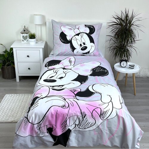 Jerry Fabrics Ružičasta/siva pamučna dječja posteljina za krevet za jednu osobu 140x200 cm Minnie Beautiful &amp;ndash; Slike
