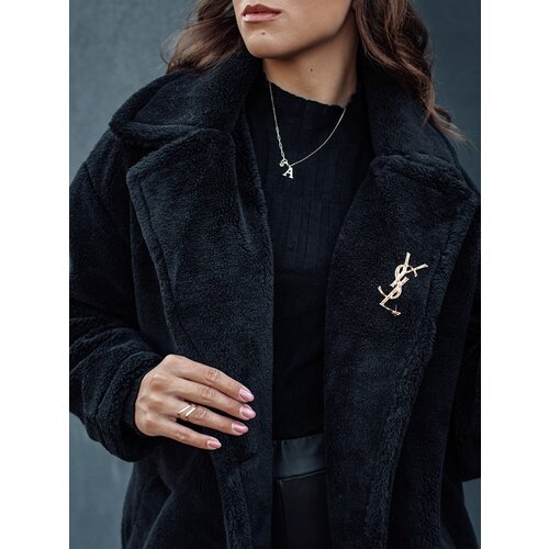 DStreet Women's winter coat GLAMFUR long fur black Cene