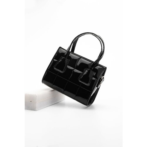 Marjin Women's Clutch & Shoulder Bags Quilted Messenger Bag Minla Black Patent Leather Slike