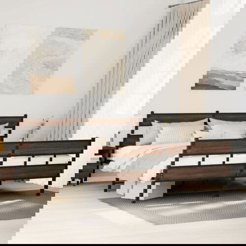 VidaXL Metalni okvir kreveta bez madraca smeđa boja hrasta 180x200 cm Slike
