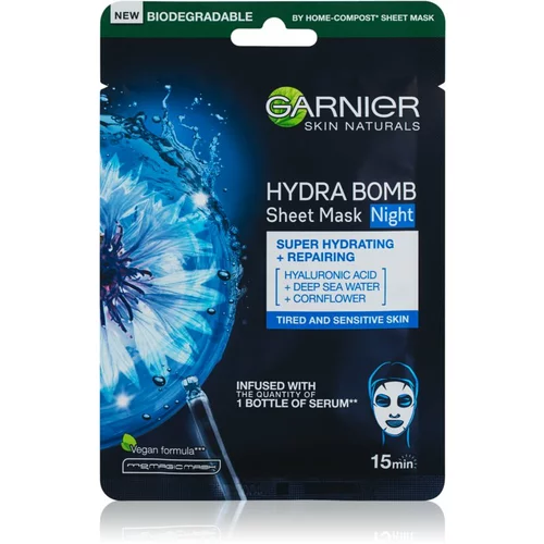 Garnier Skin Naturals Hydra Bomb Night vlažilna maska za utrujeno in občutljivo kožo 1 ks za ženske