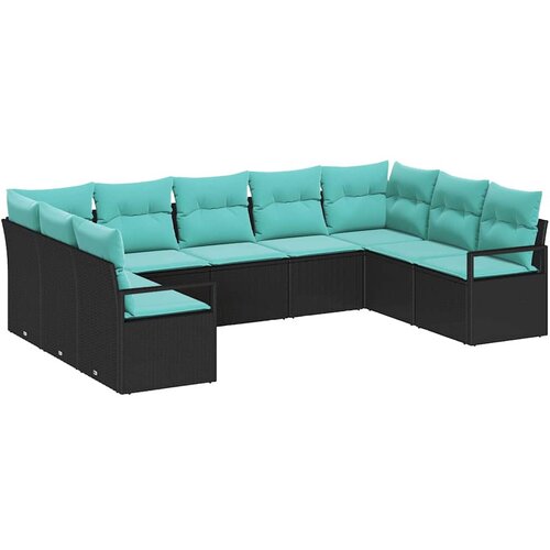  Set sofe 9 kom. Crna poliratan 289 x 177 x 85 cm Slike