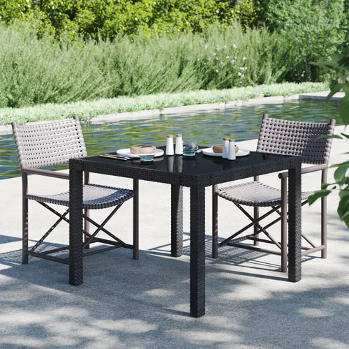  Vrtni stol 90 x 90 x 75 cm od kaljenog stakla i poliratana crni