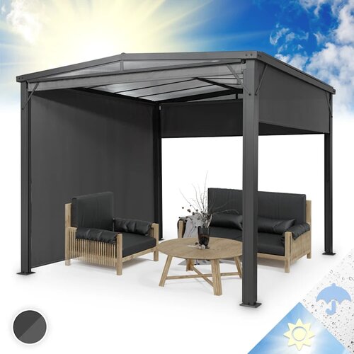 Blumfeldt Pantheon Cortina Solid Sky pergola z bočnimi tendami (3x3m), (21582975) Cene