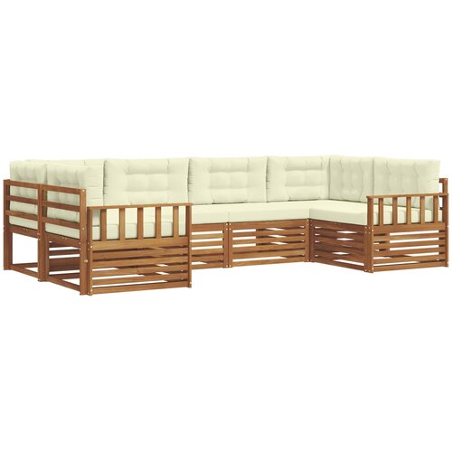  Set vanjskih sofa 6 kom. Prirodna i krem Čvrsto drvo akacije 325 x 168,5 x 73 cm Slike