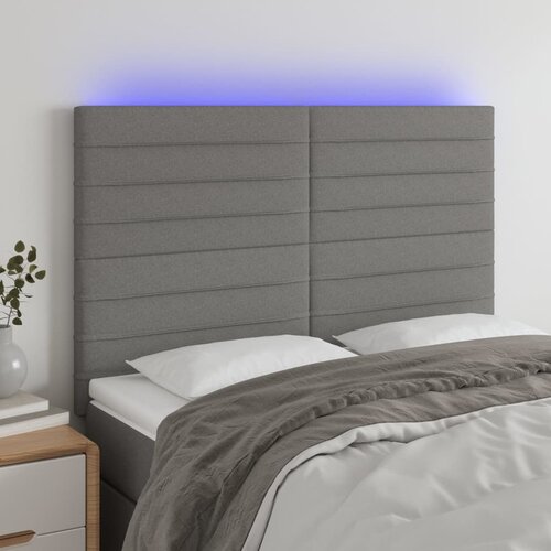 The Living Store led posteljno vzglavje temno sivo 144x5x118/128 cm blago - led vzglavje, (21418711) Slike