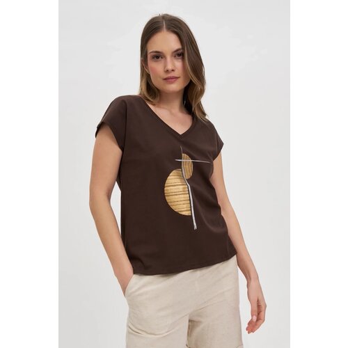 Marisse Brown Cotton T-Shirt Slike