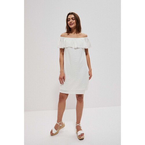 Marisse Openwork Dress With Bare Shoulders L-Su-3748 Off White Cene