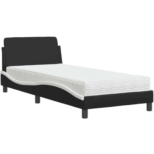 VidaXL Krevet s madracem crno-bijeli 90 x 190 cm od umjetne kože Slike