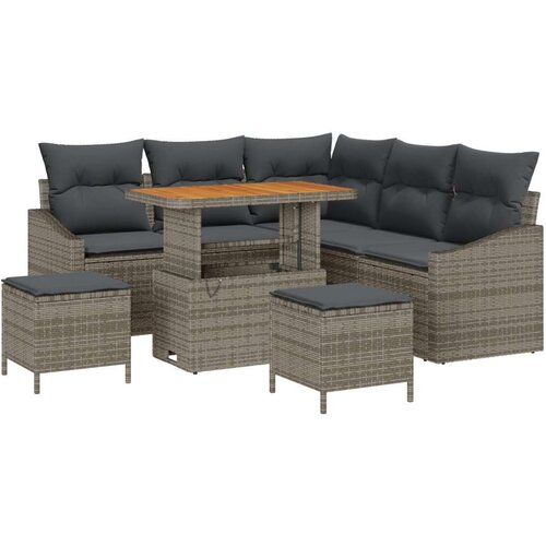  8-delni vrtni sofa set z blazinami Siva Poly ratan Akacija Cene