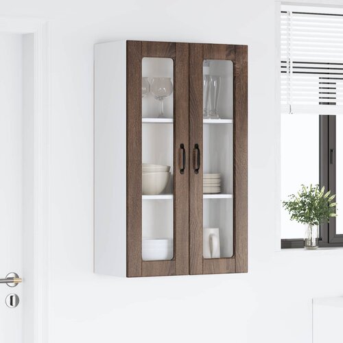  Zidni stakleni ormarić Smeđi hrast 60 x 31 x 100 cm Slike