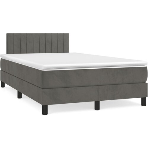 VidaXL Box spring postelja z vzmetnico LED temno siva 120x190 cm žamet Slike