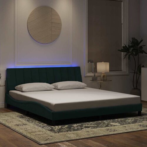  Okvir kreveta s LED-om bez madraca Hanko tamnozeleni 180x200 cm baršunasti Cene