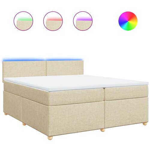 vidaXL Box spring postelja z vzmetnico krem 200x200 cm blago, (21308085) Cene