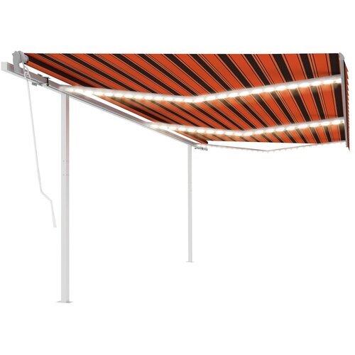 vidaXL Avtomatska tenda LED + senzor 6x3,5 m oranžna in rjava Cene