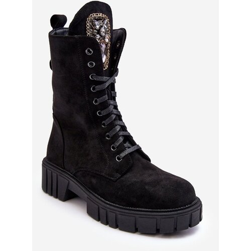 Kesi Suede work ankle boots with jewellery decoration, black Marx Cene