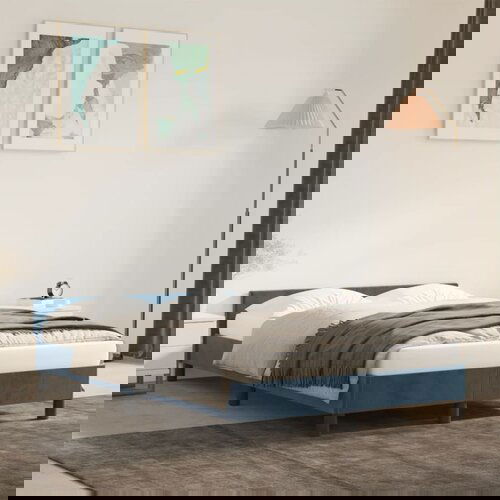 Furnova Posteljni okvir brez vzmetnico temno modra 120x190 cm žamet, (21938265) Slike