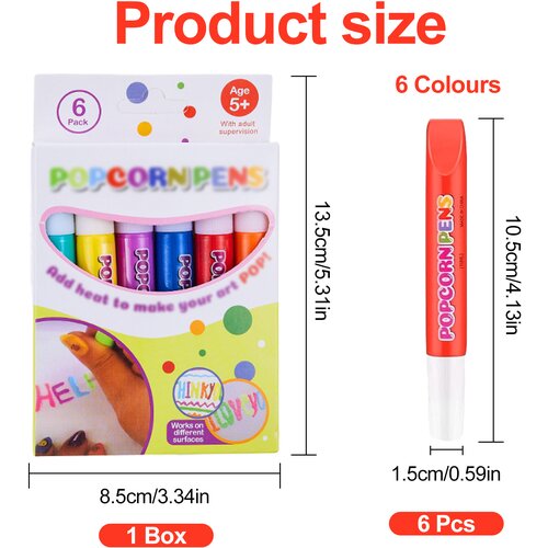 Venisymlis 6 kosov Magic Popcorn Puffy Pens - 3D Art Pens za otroške rojstnodnevne čestitke, (22096155) Cene