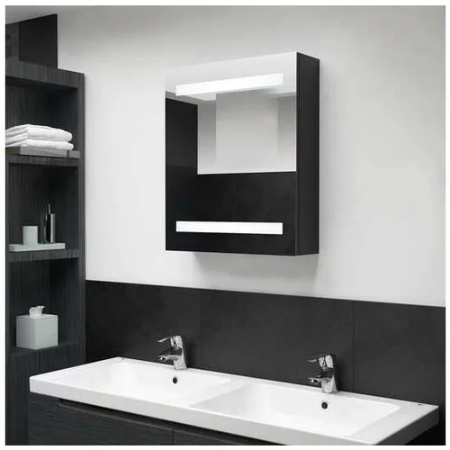  LED kopalniška omarica z ogledalom črna 50x14x60 cm