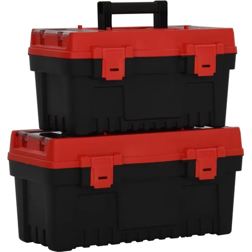 vidaXL Škatla za orodje 2 kosa črna in rdeča polipropilen