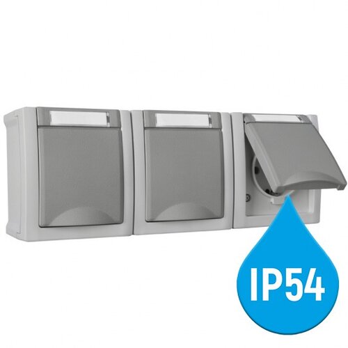 Panasonic Priključnica siva &scaron;uho horizontalna trostruka II OG 16A 250V IP54 WPTC4840-2GR EU2 PACIFIC Cene