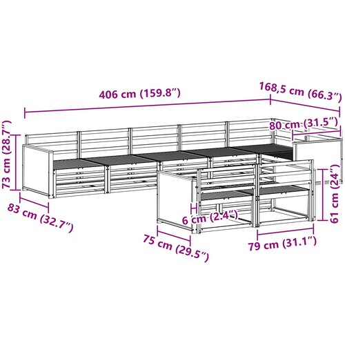  Set vanjskih sofa 8 kom. Prirodna Slike