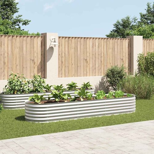 vidaXL visoka greda 320x80x44 cm pocinkano jeklo srebrna Cene
