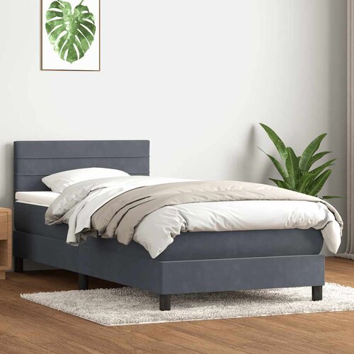 Box Spring krevet s madracem tamno sivi 80x210 cm bar&amp;scaron;un Slike