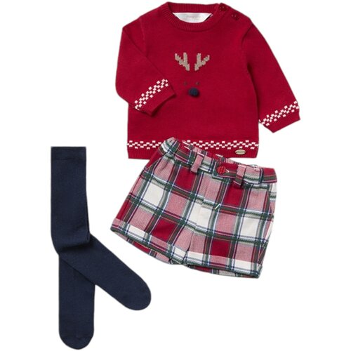 Mayoral komplet 3v1 (pulover, kratke hlače, žabice) deer red Cene