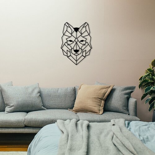 Wallity Zidna dekoracija Wolf2 Metalni dekor, 41 x 57 cm, Crna Cene