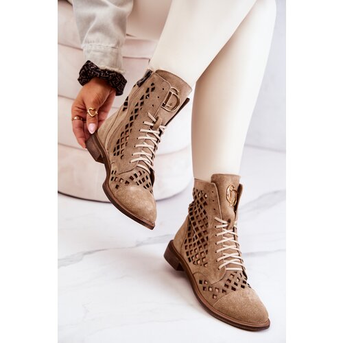 Kesi Openwork leather shoes Nicole Camel 2695 Slike