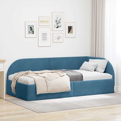  Kutni okvir kreveta s uzglavljem Plava 90 cm x 200 cm Bar&scaron;un Cijene
