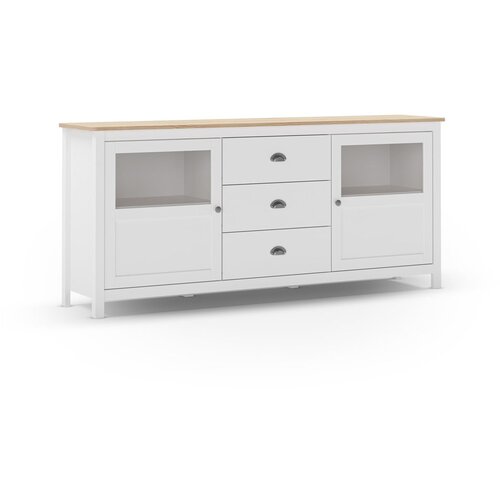 Marckeric Bijela niska komoda od masivnog bora 180x80 cm Misti – Cijene
