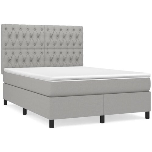 Maison Chic Box spring posteljni - Vzmetna postelja z vzmetnico svetlo siv 140x190 cm blago SL19380, (21894147) Cene