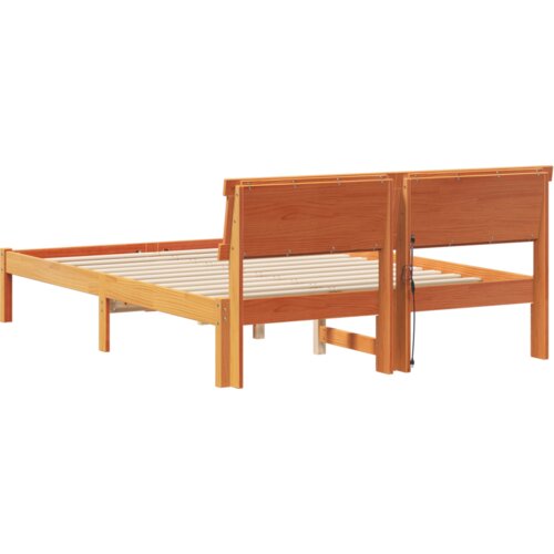  Krevetni okvir s naslonom &amp;amp;amp LED vo&amp;scaron;tana smeđa 120x190 cm od punog drva bora Slike