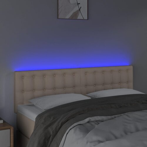 LED uzglavlje boja cappuccina 144 x 5 x 78/88cm od umjetne kože Slike