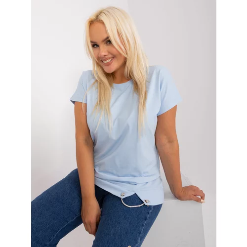Fashion Hunters Women's light blue cotton blouse plus size
