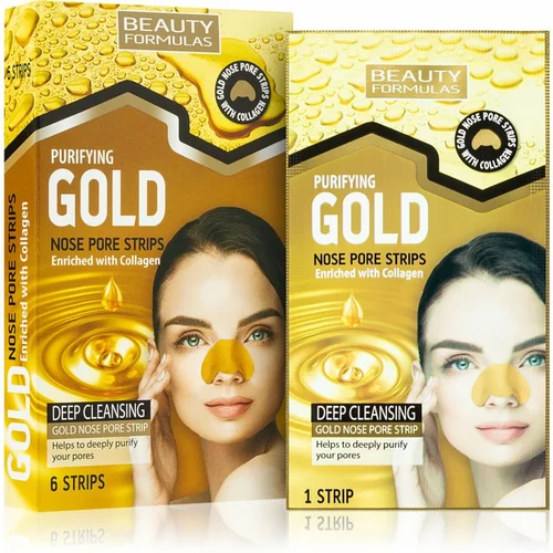 Beauty Formulas Gold flaster za čišćenje začepljenih pora na nosu s kolagenom 6 kom