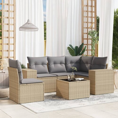  6-dijelni set vrtnih sofa s jastucima bež od poliratana 62 x 62 x 69 cm Slike