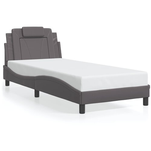 Maison Chic Posteljni okvir - Enojna postelja - Postelja za odrasle z vzglavjem siv 90x200 cm umetno usnje-J9676, (21768123) Cene