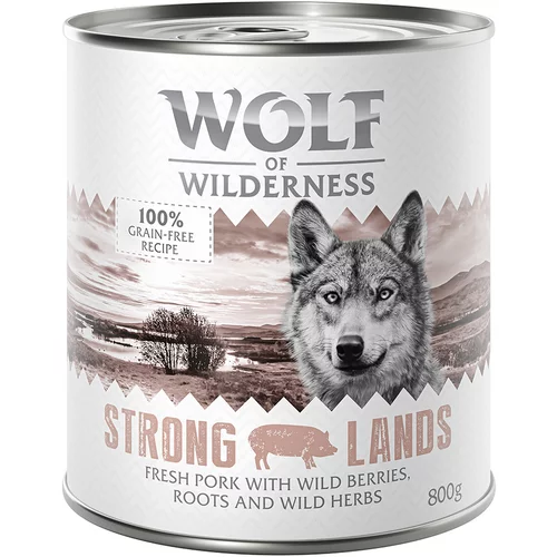 Wolf of Wilderness Ekonomično pakiranje: 24 x 800 g - NOVO Strong Lands - svinjetina