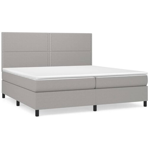 Maison Chic Box spring postelja - Vzmetna postelja z vzmetnico svetlo siva 200x200 cm blago SL6590, (21900842) Cene