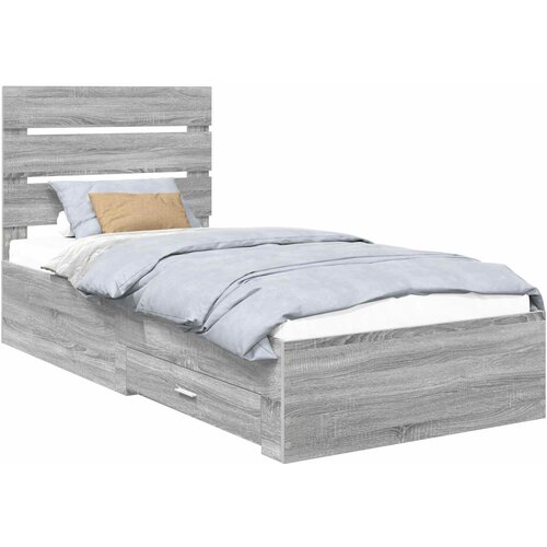 vidaXL Konstrukcija postelje Siva Sonoma in srebrna 75 x 190 cm, (5000113753) Cene