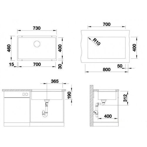 Blanco 526001 Subline 700-U pomivalno korito iz umetnega kamna Slike